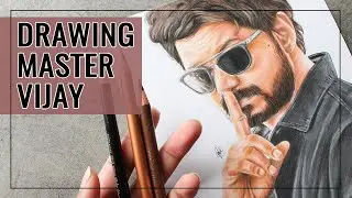 DRAWING MASTER VIJAY SECOND LOOK POSTER: Colored Pencils Portrait Of Thalapathy