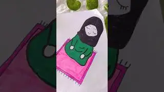 Muslim girl praying namaz | Hijabi girl drawing #muslim #hijabigirl #drawing #janamaz #viral #shorts