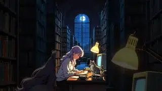 Library Cozy  Snow Window  Calm Lofi Music for Reading & Studying