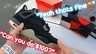 JORDAN 4 BREDS FOR $100? LOWBALLING AT SNEAKER MEETUPS!