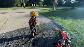 Si crashes his Dirt Bike! Dominic and Silas run a few Summer laps.