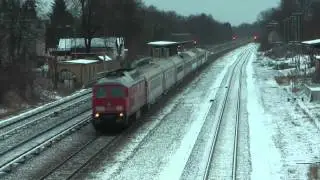 Ostbahn am 12.1.2013 BR232+BR234 mit BWE+Schlafwagenzug in Kaulsdorf, Strausberg und Birkenstein
