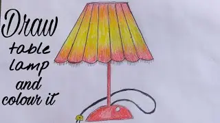 How to draw a table lamp easy for kids|simple easy drawing and colour it