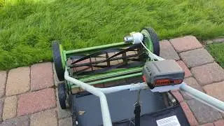 Electric reel mower in action!