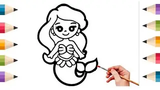 How to draw a cute Elsa Mermaid drawing for kids and toddlers 