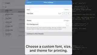 Printing Source Code in Textastic 8 for iOS