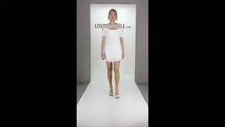 LMS White Chiffon Dress With Mesh Panel And Cut Out Details