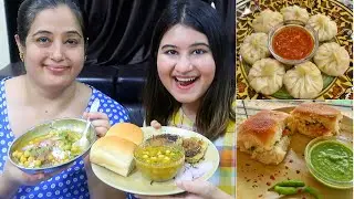 Making STREET FOOD at Home | Veg Momo, Aloo Tikki Chaat & Vada Pav Recipe | #CookWithGG
