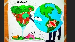 save animal and stop cutting trees drawing in step-by-step awareness for animal wildlife drawing