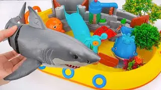 [🦈toy asmr 🦈] Zuru Robo Alive Great White Shark & Fee Fee Planet Waterpark Fishing Set Unboxing