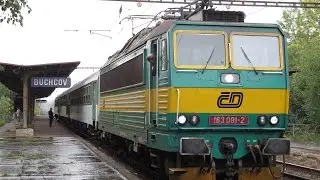 Czech Republic: Duchcov, CD Class 163 electric loco departs on a Decin to Most local passenger train
