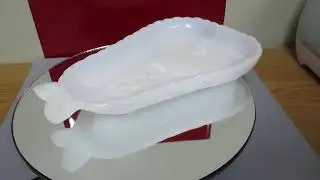 Vintage Hazel Atlas Milk Glass White Pear Shape Candy Nut Dish Daisy Print Back
