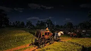 Relaxing Night Horse Carriage Ride ASMR | Wooden Wheels & Hooves | Arthur Morgan  | RDR2 ASMR