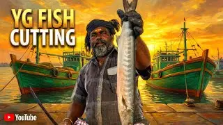 KASIMEDU  🔥 BARACCUDA FISH CUTTING 🔪 AMAZING  FISH CUTTING SKILLS 🔥🔥