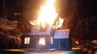 Abandoned Model House Catches Fire at Night