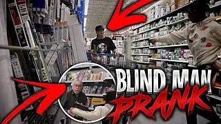 BLIND MAN FIGHTING THE AIR PUBLIC PRANK IN WALMART !! 😱 (ALMOST GOT KICKED OUT 👮&zwj;♂️🚔)
