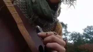 Goof w a 1 string cardboard instrument, handmade & left on my porch by a stranger 2021