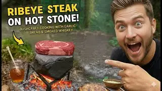 SMOKED WHISKEY and STEAK on a HOT STONE - Wild Cooking ADVENTURE
