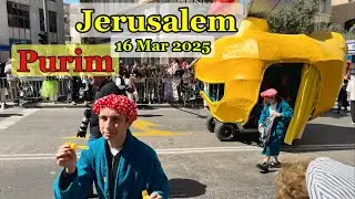 Jerusalem Purim 16 March. Very beautiful day. Holiday ambience