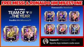 OMG FREE 115 OVR MESSI / RONALDO || TOTY HONORABLE MENTIONS | New REDEEM CODE #honorablemention