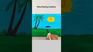 Very Simple Scenery Drawing For Beginners 😍🥰❤️🖤💚 #shorts #art #scenery #viral