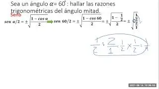 Ángulo mitad para las razones trigonométricas