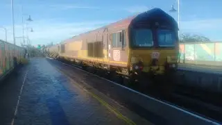 66127 & 66158 DB Diesel With Network Rail Wagon at Mansfield Railway Station 