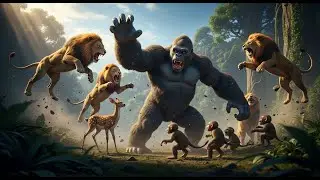 The Legendary Clash: King Kong Saves the Animals from the Lions!