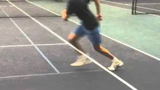 Tennis footwork- Pierce a Rollins lefty forehand
