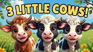 3 Little Cows Moo Song 🐄💛 | Kids Learning Numbers, Shapes & ABC | Kids Learning Poem