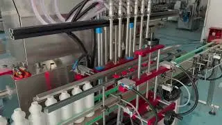 Shampoo filling machine detergent liquid filler 6 nozzles testing video for Costa Rican customer