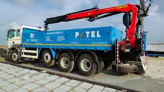 BHARAT BENZ 3523R Drop Side Truck Body with Palfinger PK 17.001 Mounted Crane |SHREE KANAIYA DUMPER|