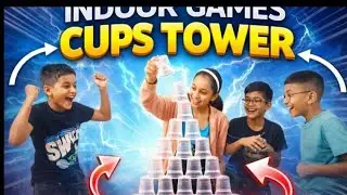 Kids indoor games, collecting glasses with pencil 