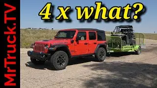 Can a 2021 Jeep 4XE Unlimited hybrid tow a trailer with a side by side. How far on just juice?