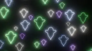 Scary Halloween Ghosts Outline Shapes Flashing Glowing Neon Lights 4K 60fps Wallpaper Background