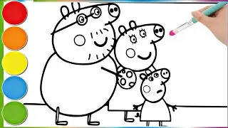 Peppa Pig plays football with her family || Learn how to draw and color a Peppa Pig pages