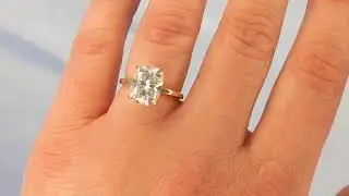 Moissanite Ring, 14k Yellow Gold Statement Ring, Cushion Cut Engagement Ring