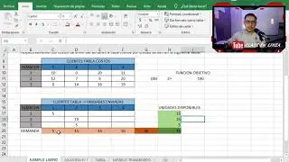 MODELO DE TRANSPORTE - PROBLEMA 1 CON EXCEL Y SOLVER