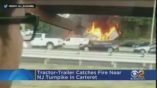 Tractor-Trailer Fire Snarls Traffic On NJ Turnpike