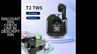 T2 Tws Wireless Bluetooth Headset Transparent Headphones ENC Power Digital Display Stereo Sound Earp