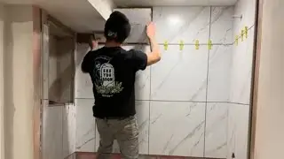 Tiling a tub surround #tiling #bathroomremodel