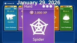 Microsoft Solitaire Collection - Spider January 29, 2026 - Hard / Schwer - Daily challenge