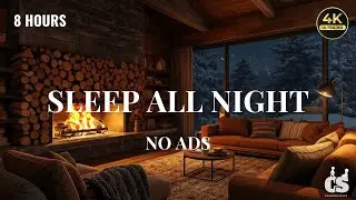 8 Hours Cozy Fireplace & Rain | NO ADS | Sleep All Night