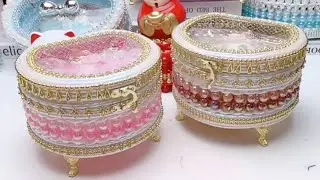 Очень красивая шкатулка из розового ПВХ-панели с бусинами и жемчугом. Инструкция по изготовлению ...