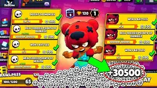 I Got 30500 TOKENS NONSTOP! 90 QUESTS! 65 TIERS - Brawl Stars