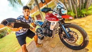 COLOQUEI UM ESCAPAMENTO DE CORRIDA NA TIGER 800 😲