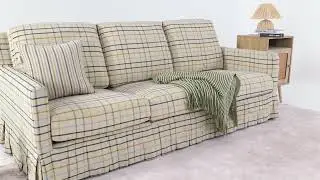 Striped Sofa with Removable Covers and Skirted Base - Sand option