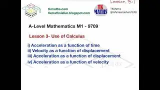 11.TKMaths A Level Maths M1 Use of Calculus Differentiation 3.1
