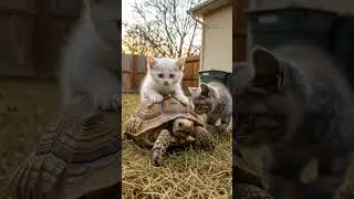 Kittens Walk Beside the Tortoise&hellip; Curiosity in Gentle Motion