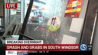 Exclusive video shows suspects using car to rip door off South Windsor gas station
